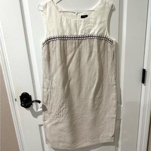 Solar Ivory and Beige Linen Minimalist Sleeveless Sheath Dress Sz 8